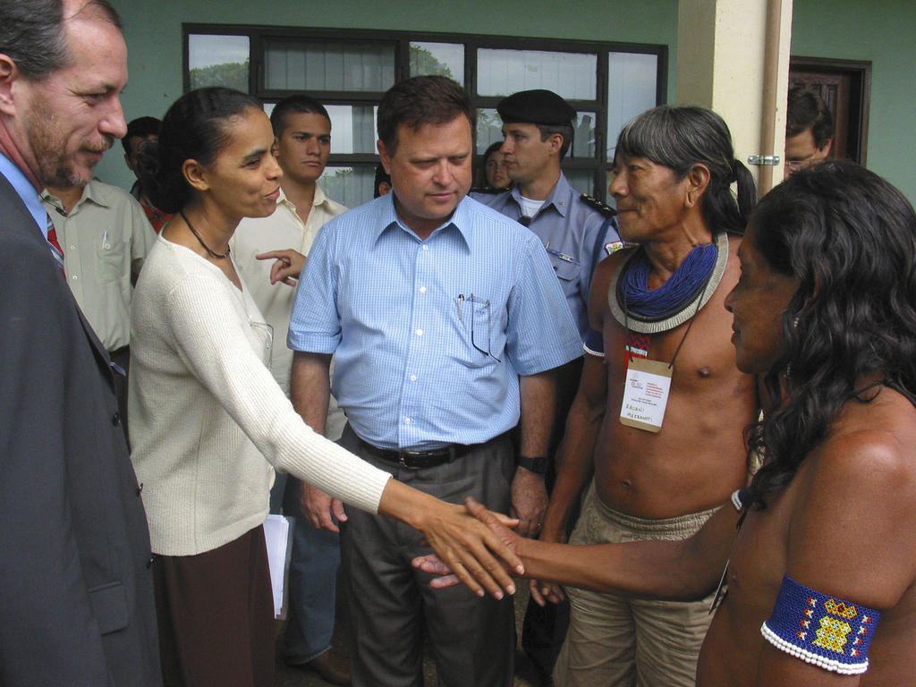 Ciro Gomes (Ministro da Integração Nacional), Marina Silva (Ministra do Meio Ambiente) e Blairo Maggi (governador do MT). Encontro BR-163 Sustentável