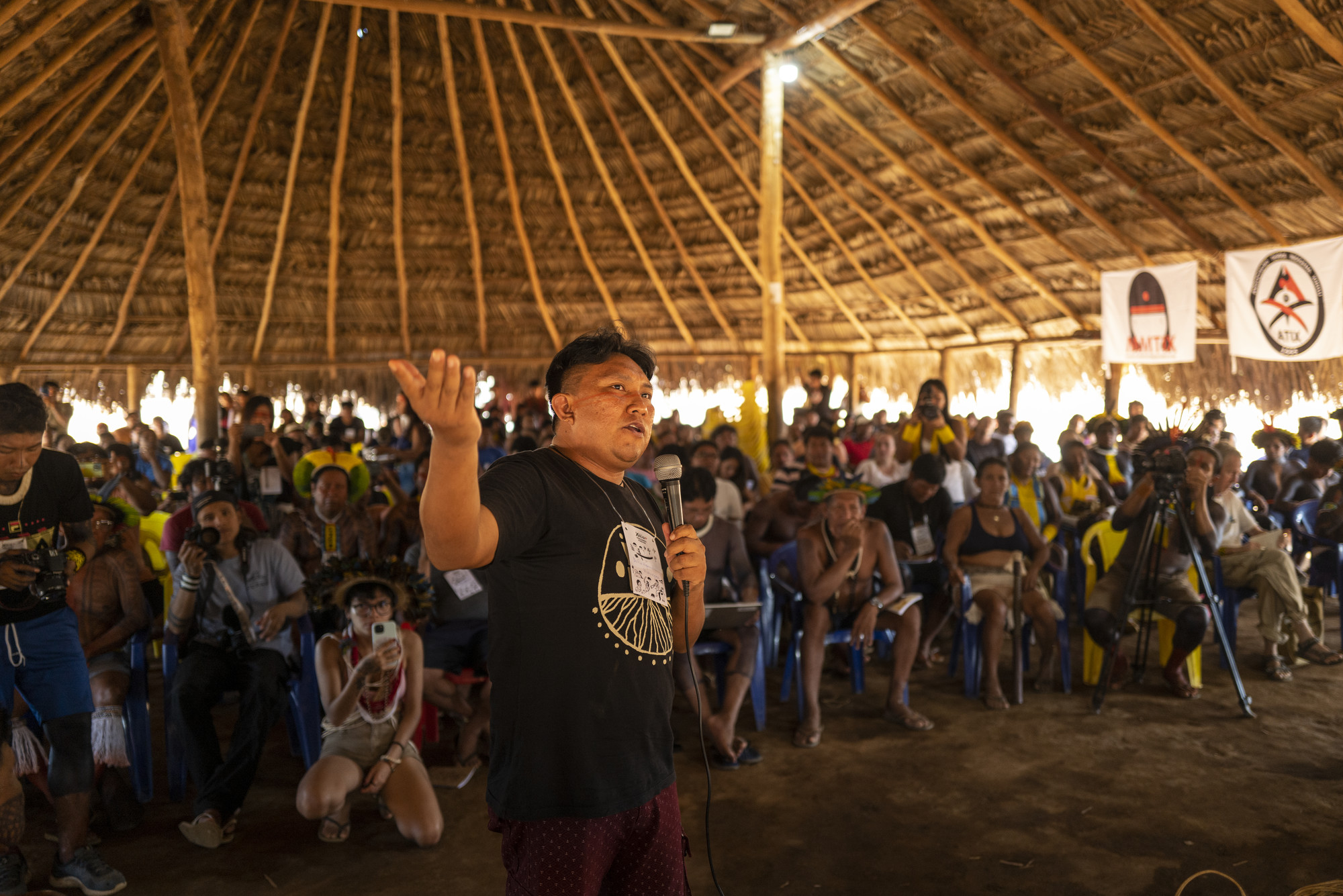 Dario Kopenawa, vice-presidente da Hutukara Associação Yanomami, falou sobre o drama do garimpo na Terra Yanomami|Lucas Landau/ISA