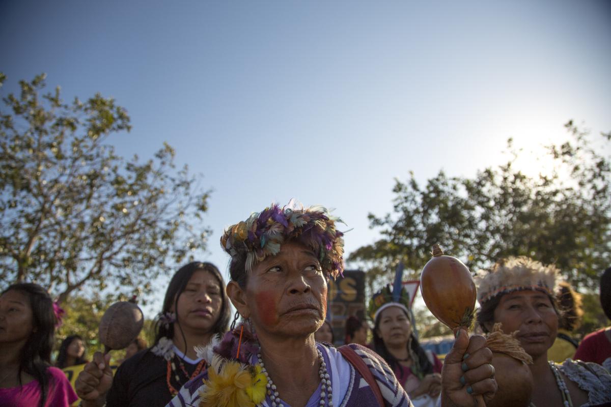 Mulheres Guarani Kaiowá na 1ª Marcha das Mulheres Indígenas, em agosto de 2019 em Brasília
