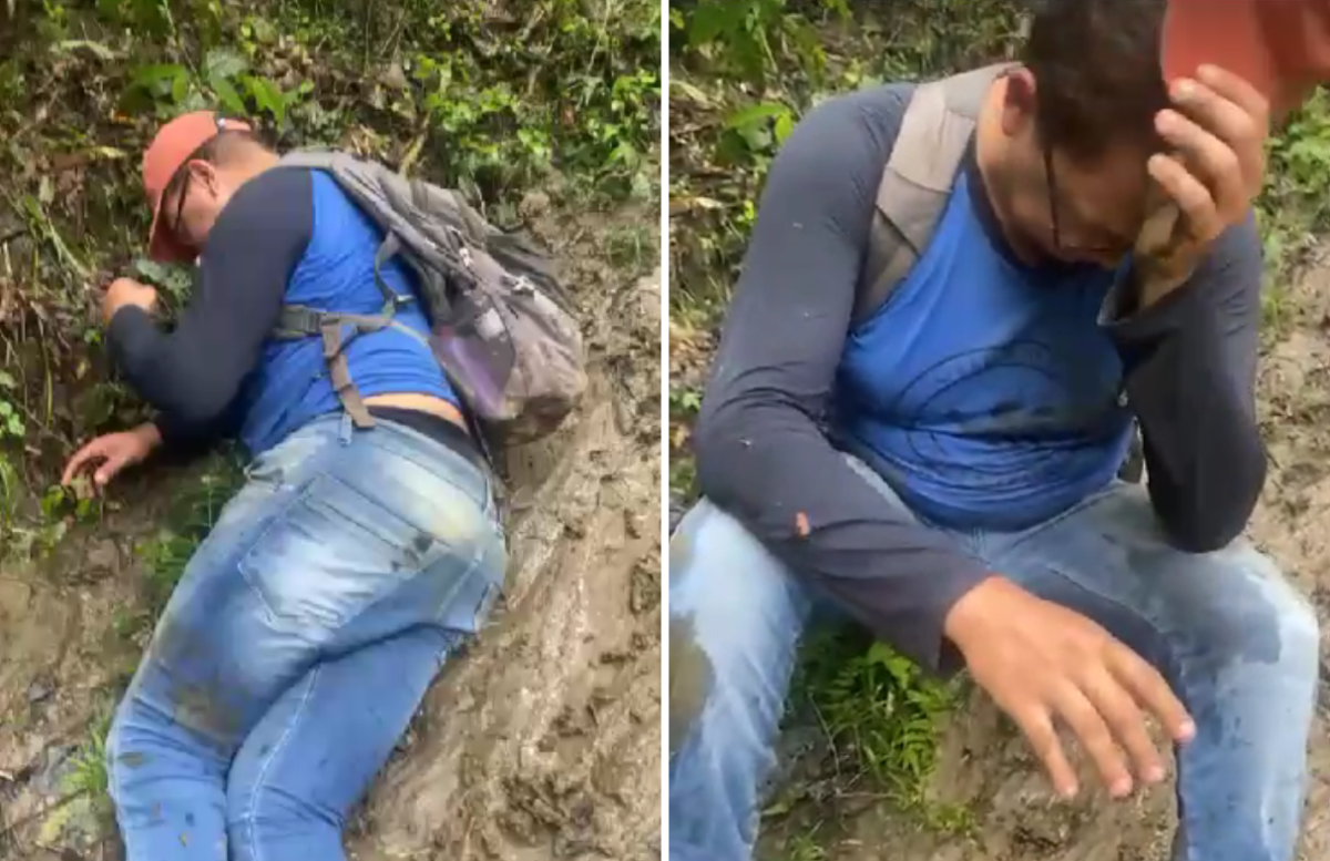 Professor Pedro Ernesto caiu em prantos depois de sofrer um acidente no caminho de volta da escola em que trabalha. A trilha é o único acesso para chegar ao Quilombo Bombas