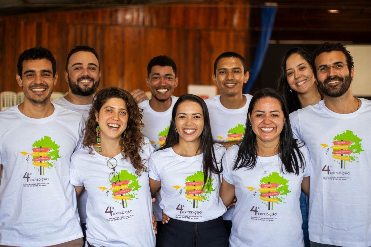Parte da equipe técnica da Rede de Sementes do Xingu, que se divide mas frentes de de Sociobiodiversidade, Restauração Ecológica, Vendas, Casas de Sementes, Comunicação e Administrativo/Financeiro  