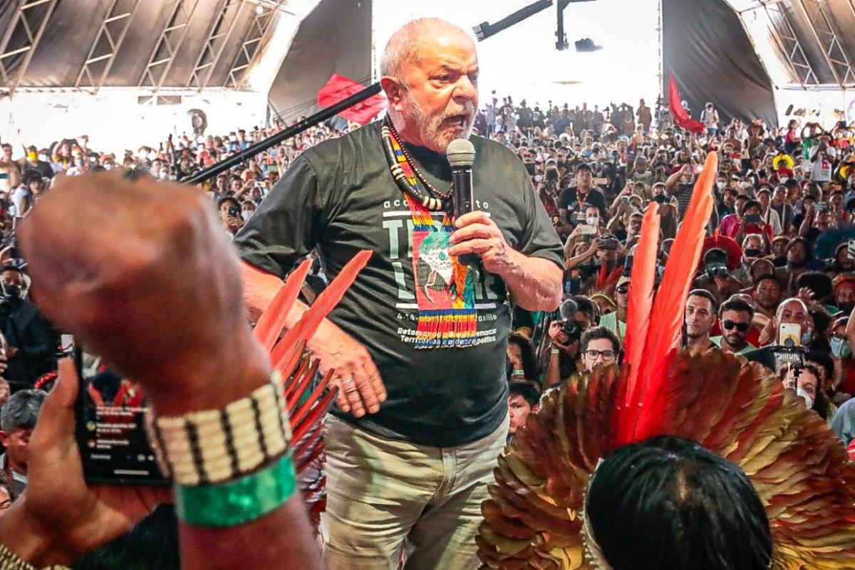 O então candidato Luís Inácio Lula da Silva discursa no ATL em 2022 | Mídia Ninja