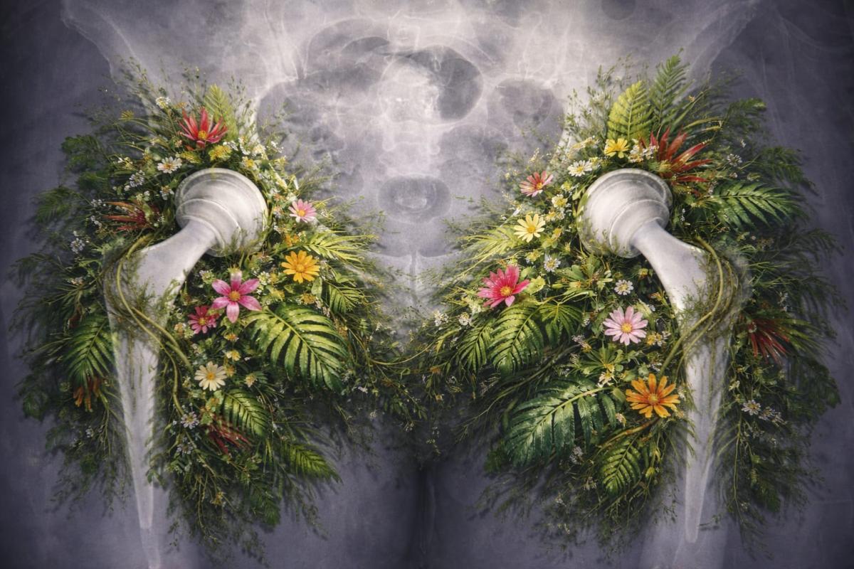 Raio-X sobreposto à imagem de plantas em crescimento