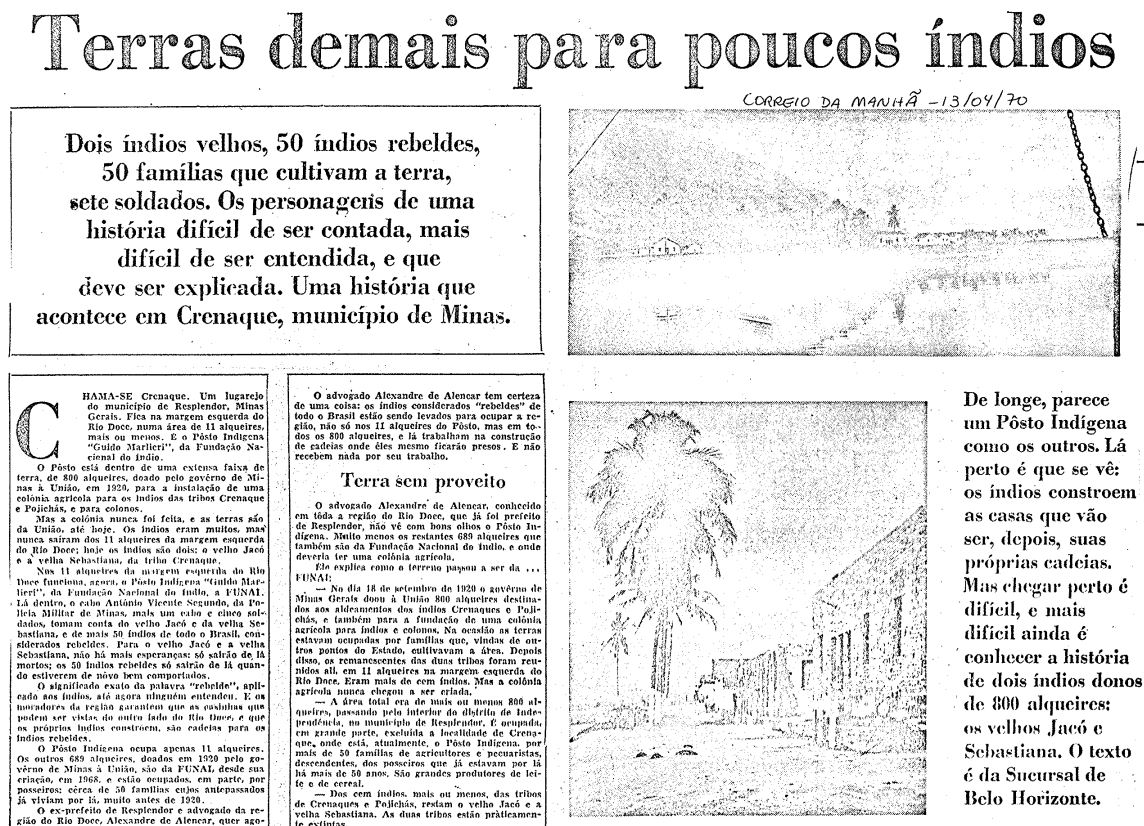 Recorte da edição de 13 de abril de 1970 do jornal Correio da Manhã (Rio de Janeiro - RJ)