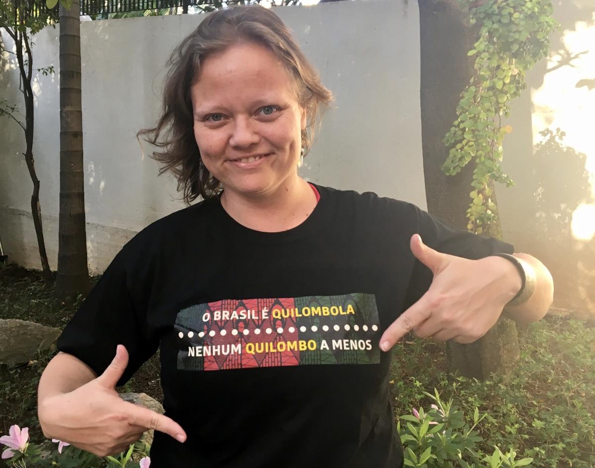 Ivy Wiens em apoio à campanha ‘Nenhum Quilombo a Menos’ em 2017