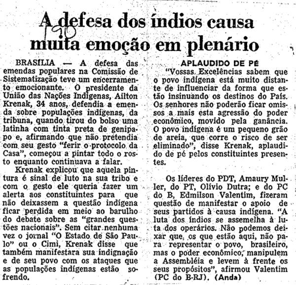 Edição de cinco de setembro de 1987 do jornal Diário Popular