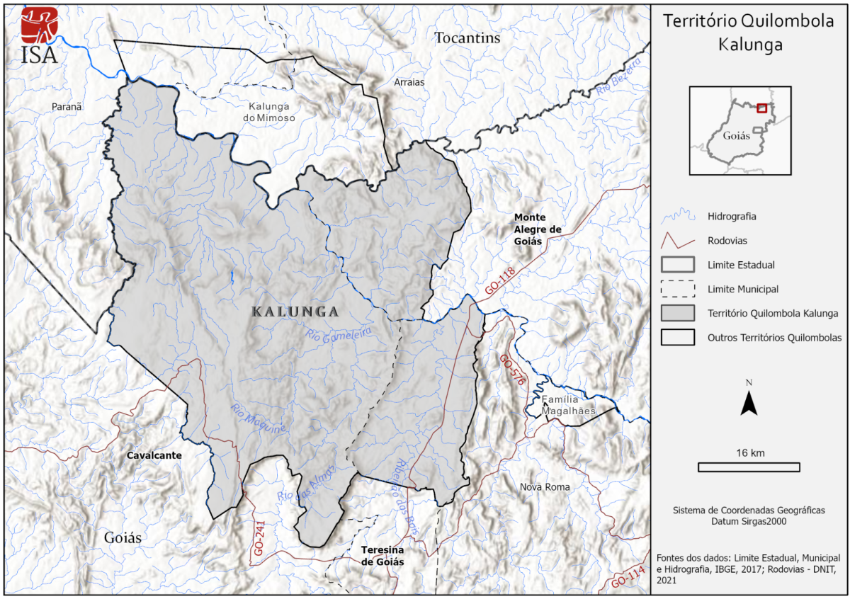 Mapa do território Kalunga