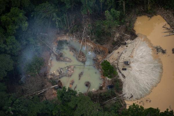 Site minier à Surucucus, terre autochtone Yanomami